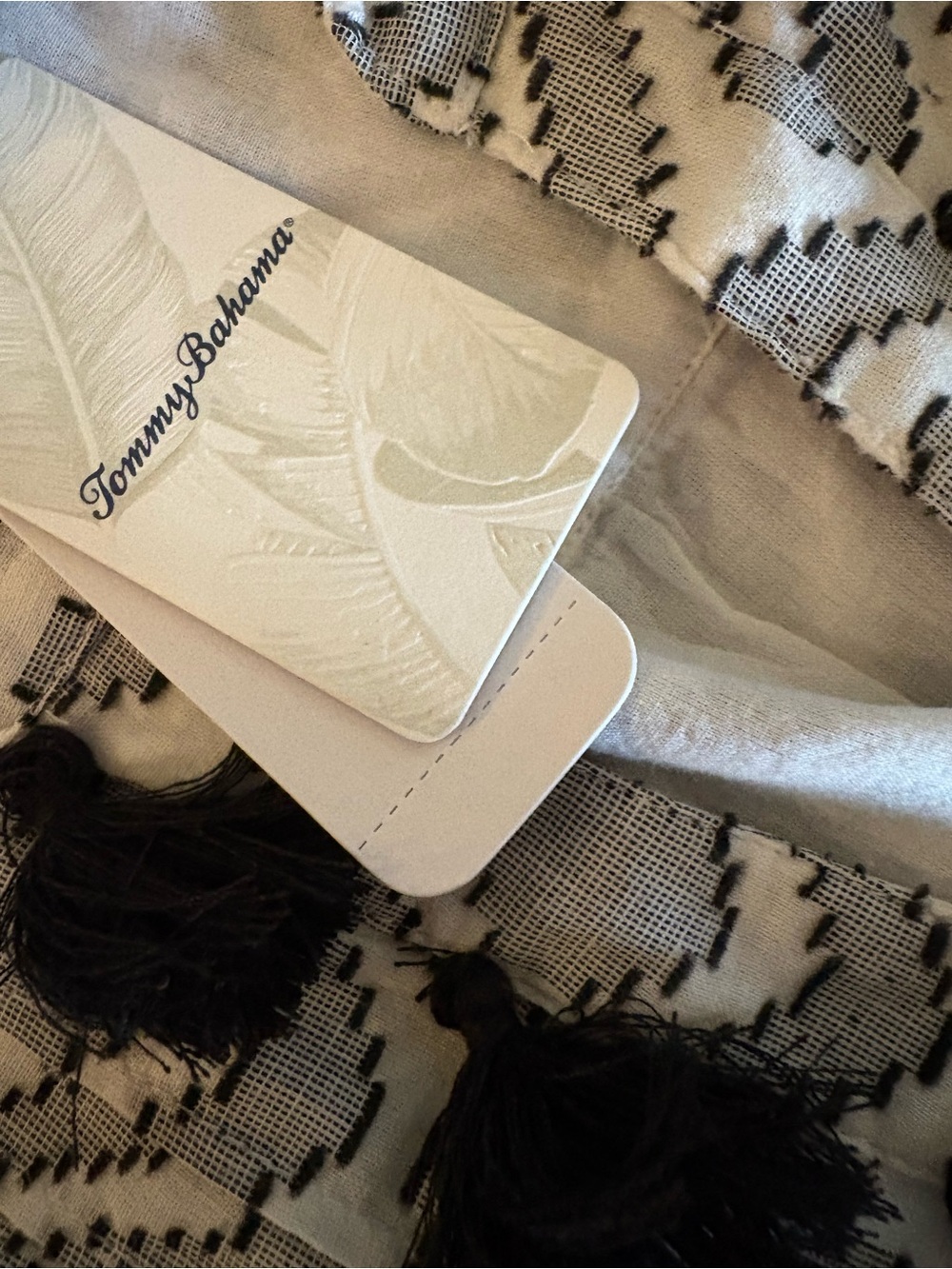 Tommy Bahama Gray & White Geometric Tassel Tunic Dress - Picture 7 of 8